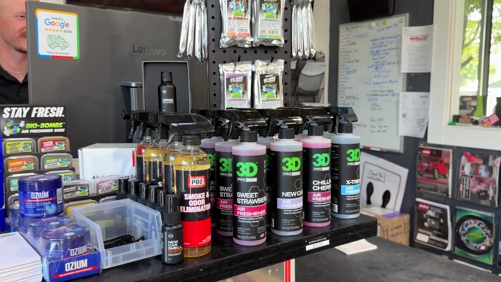 Detailing product display at the Specialty Supply counter